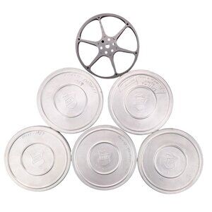Vintage Bell & Howell 8mm Film Canisters Set Of 5 With 1 Reel 1950s 5 Inch Metal